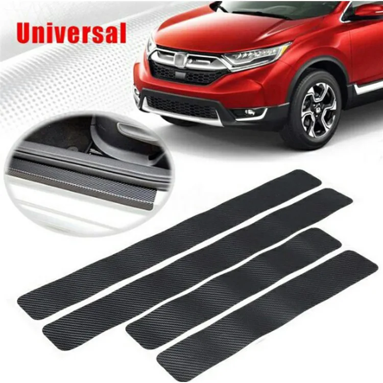 

4PC 60 x 6.7cm Universal Car Stickers Sill Scuff Anti Scratch 3D Carbon Fiber Protect Auto Door Sticker Decal Paster Car Styling