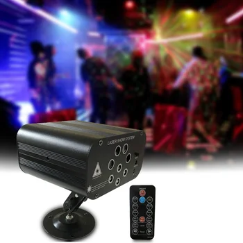 

8 Holes 128 Patterns LED Disco Light Voice Control Music RGBW Laser Projector 18W LED DJ Stage Light For Wedding Party KTC Bar