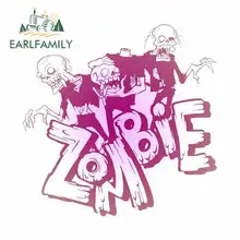 EARLFAMILY 13cm x 12.8cm for Anime Zombie Head Walking Dead Skeleton Cartoon Car Stickers Vinyl JDM RV VAN DIY Fine Decal