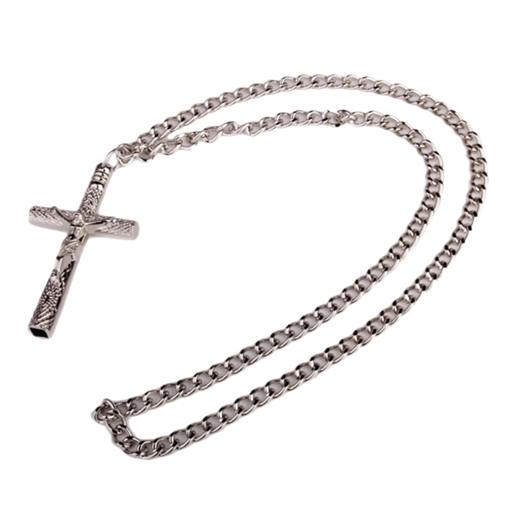

Chrome Pld Steel Cross Christian Drum Key Jesus Crucifix Necklace Long Chain Drum Key with a Long Chain