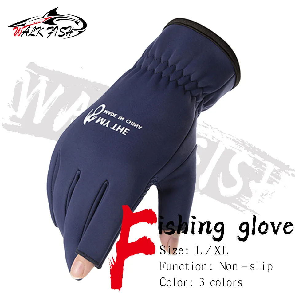 WALK FISH 1 Pair New Winter Sports Fingerless Fishing Gloves Warm Half Finger Anti-Slip Waterproof Bike Cycling Fishing Glove