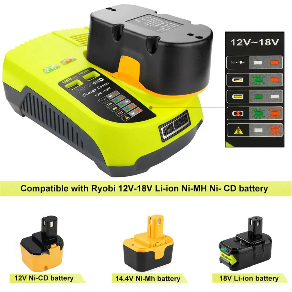 Зарядное устройство Аккумуляторный блок перезаряжаемый для Ryobi P117 Ni Cd MH литий
