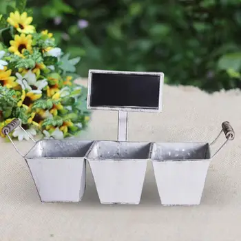 

French Retro Iron Metal Flower Pot European Flower Pot Bucket Balcony Garden Flower Vase Bucket For Home Garden Decoration