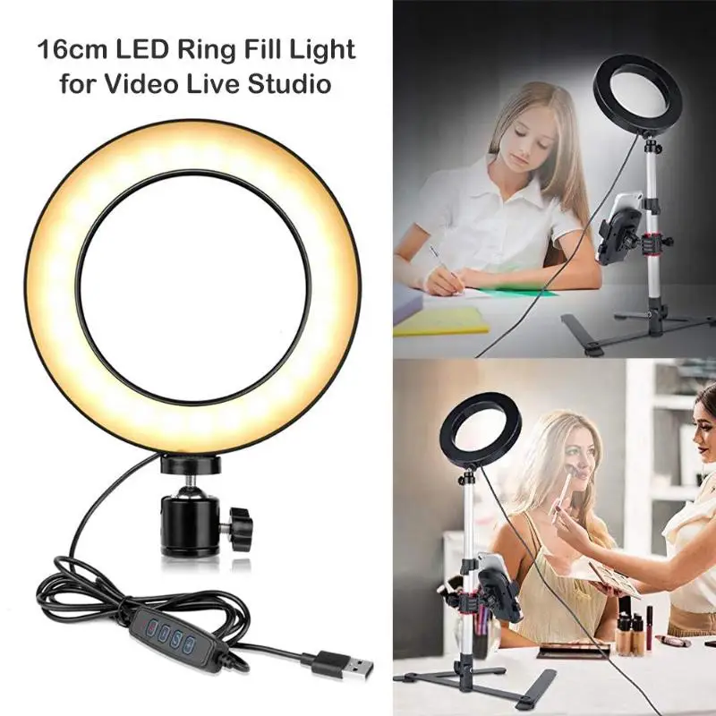 Durable Ring Fill Light Delicate Texture 16cm Ring LED Selfie Lamp Phone Fill Light with Tripod for Makeup Video Studio
