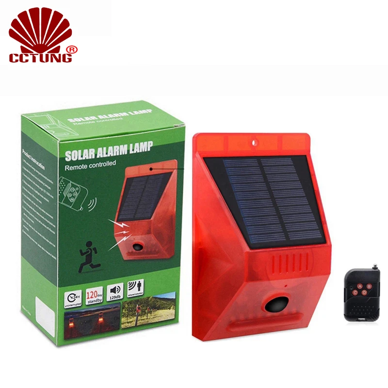 SolarAlarmLampwithPIRMotionSensor433MhzRemoteController120DB