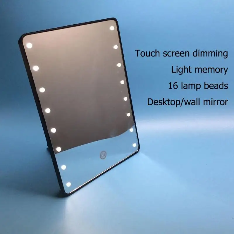 16 Светодиодный складное зеркало для макияжа косметическое зеркало с сенсорным диммером