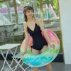 Pool Float Swimming Ring Adult Children Inflatable Toys Swimming Circle Thickened Pvc Rainbow Summer Outdoor Beach Water Games 4
