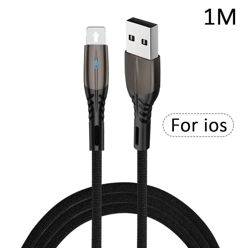 1 м светодиодный Micro usb type-C кабель для зарядки телефона Microusb Быстрая зарядка для samsung для Xiaomi для iPhone Andriod type-C шнур для передачи данных - Цвет: 01