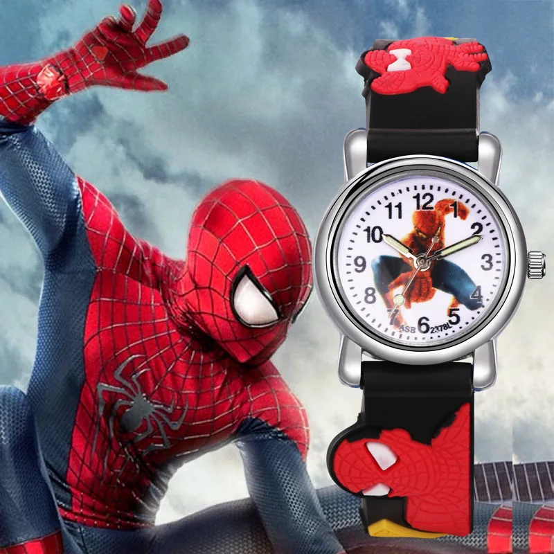 Детские часы для мальчиков с человеком-пауком, Детские Мультяшные часы, силиконовые спортивные кварцевые наручные часы, подарки для мальчиков, Montre Enfant Garcon