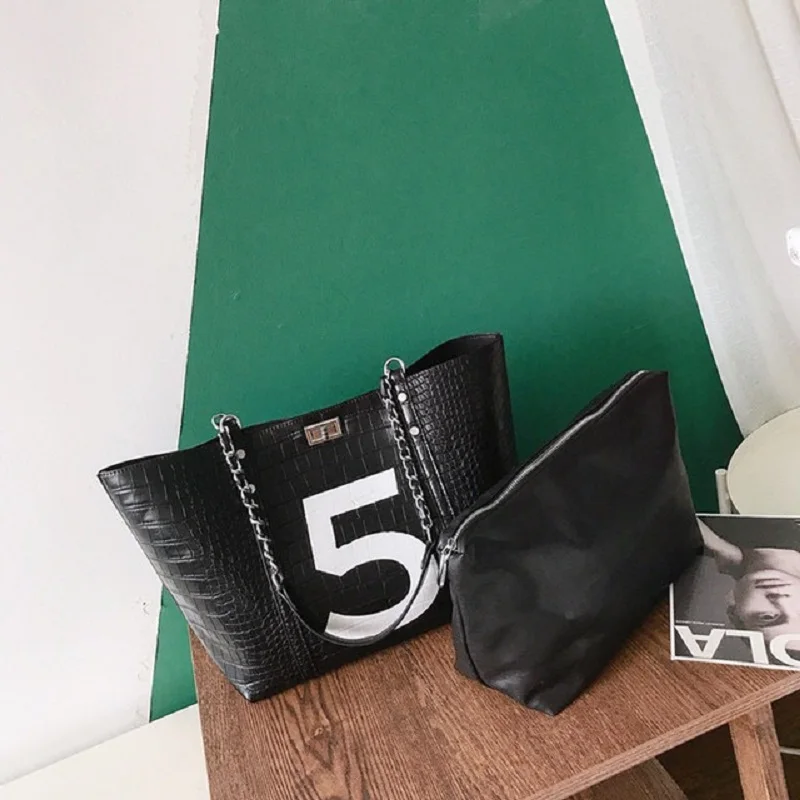 

2019 New Fashion Simple Composite Bag Women's Designer Handbag High Quality PU Leather Bag Large Capacity Digital Shoulder Bags