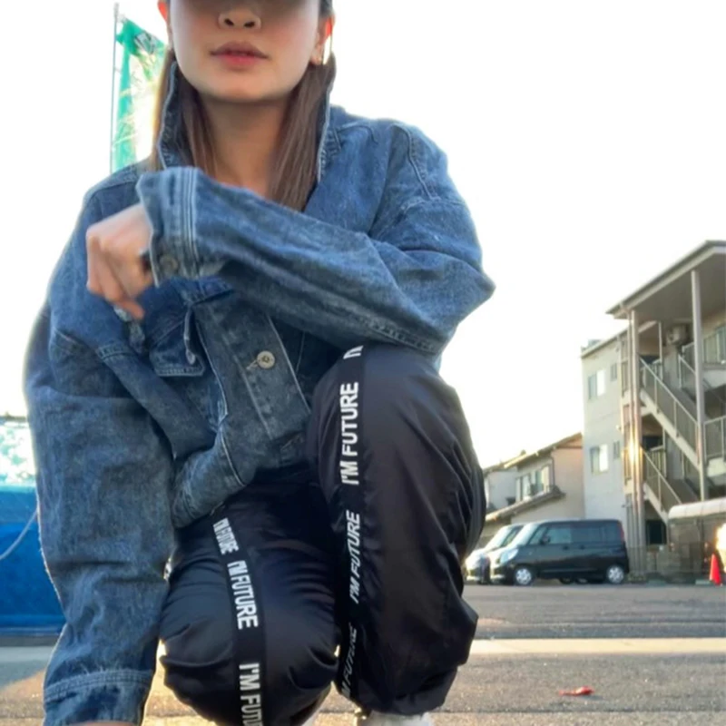 Повседневные брюки женские Jogger Feminina Длинные шаровары Высокая талия черный принт с буквами брюки уличная Спортивные Брюки