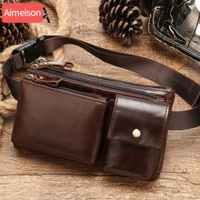 Aimeison поясная сумка из натуральной кожи, Мужская поясная сумка, забавная поясная сумка, Мужская поясная сумка с цепочкой для телефона