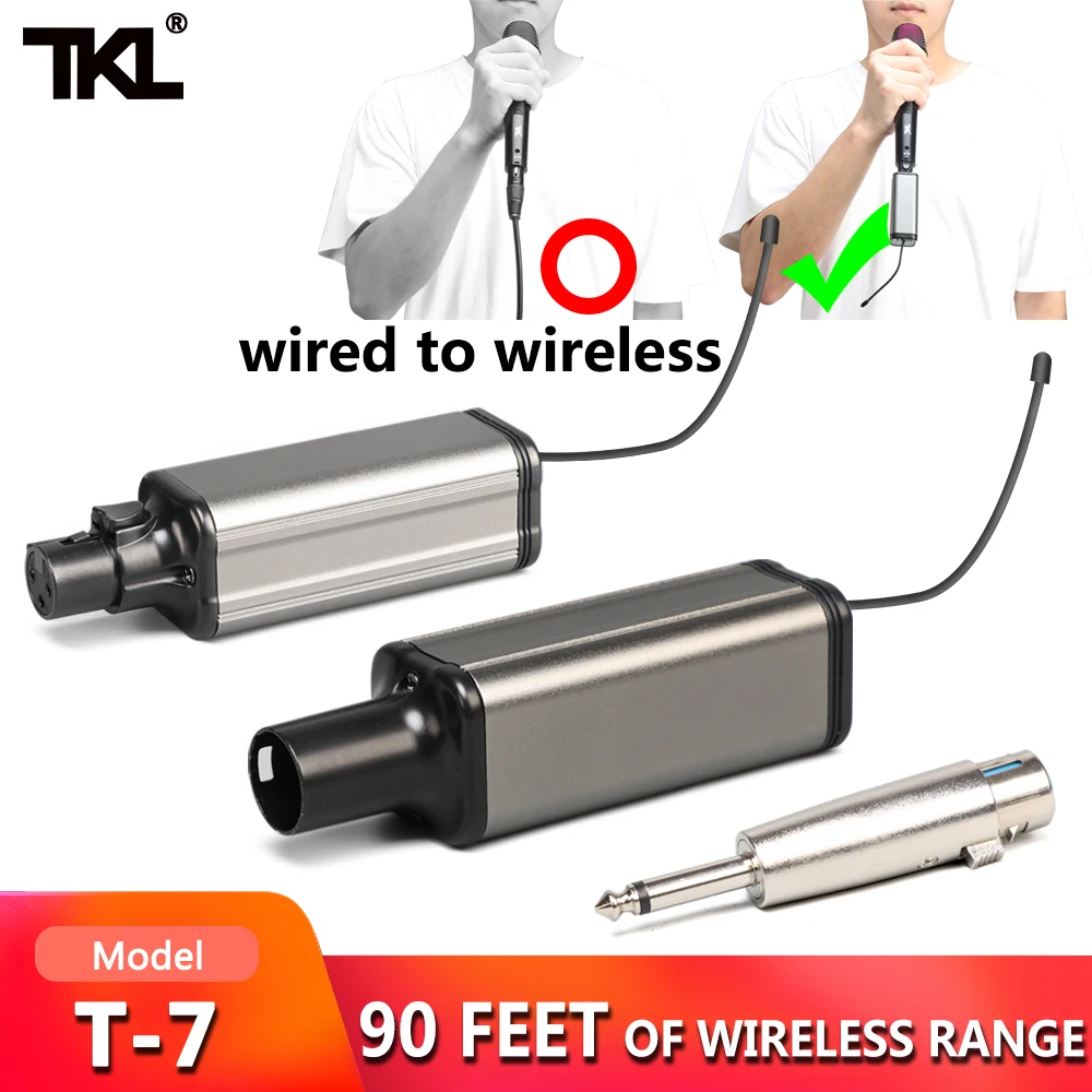 

Wireless XLR Transmitter Receiver, 6.5mm Plug-on UHF Rechargeable Microphone Wireless System for Dynamic Microphone