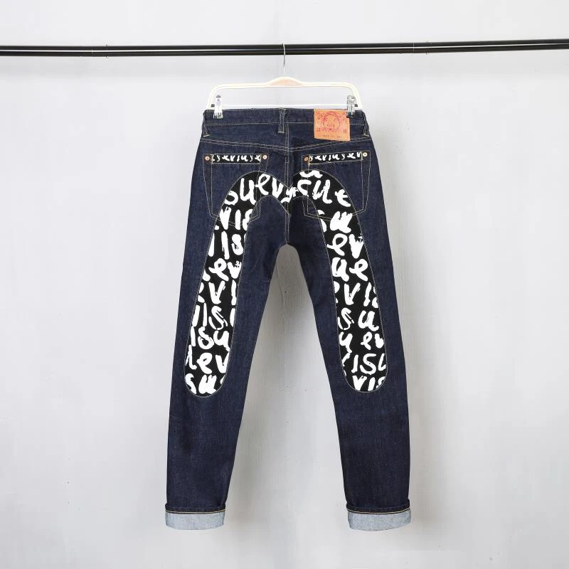 Evisu новые Повседневные Дышащие Модные мужские штаны наивысшего качества теплые джинсы прямые для отдыха с принтом средней талии мужские брюки E6181