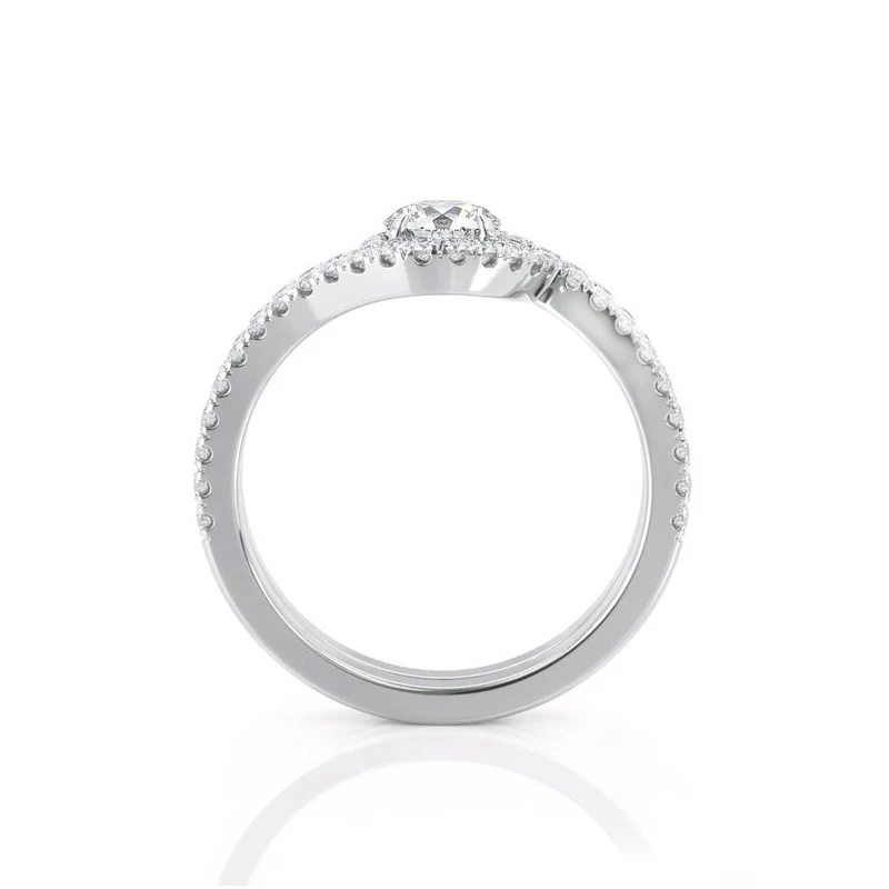 Wedding Ring With Genuine 14K Solid White Gold And 0.8ct EF Moissanite Accents Customized Jewelry