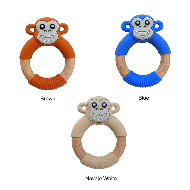 Chenkai 1PCS Silicone Monkey Teether Dummy Orangutan Teething Baby Chewable Pacifier DIY Infant Soothing Shower Newborn Gifts