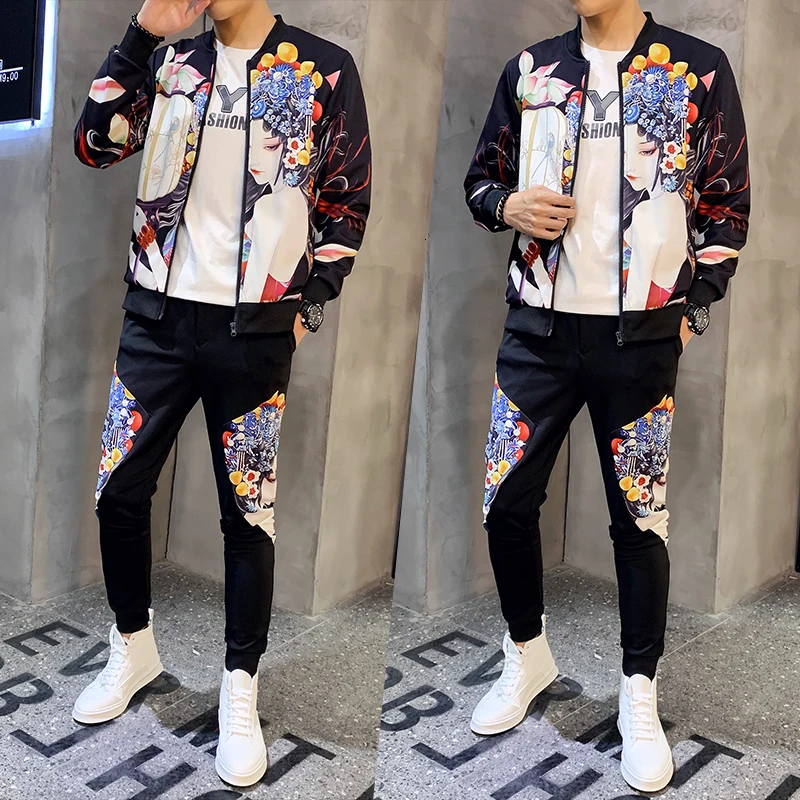 

Fashion 2020 self closing print tracksuit jogginganzug Herren clothing brand men (jacket + sweetpant)