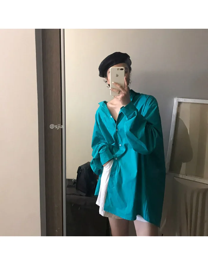 Осенние женские Блузы Топы с длинными рукавами Femme однобортные свободные женские повседневные Модные Блузы Moda De Mujer элегантные