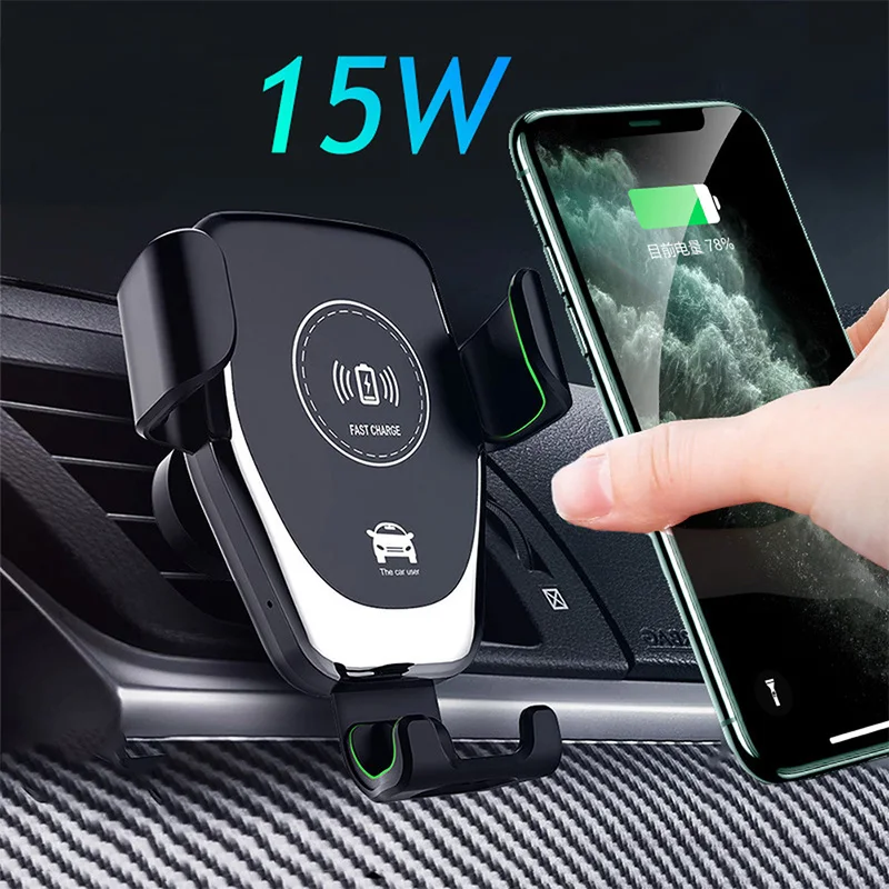 Car Phone Holder Auto Mount Mobile Cell Phone Stand Wireless Charger Telefon GPS Support For iphone 8 XR Xiaomi 9 Samsung S9 S8 wireless charging station