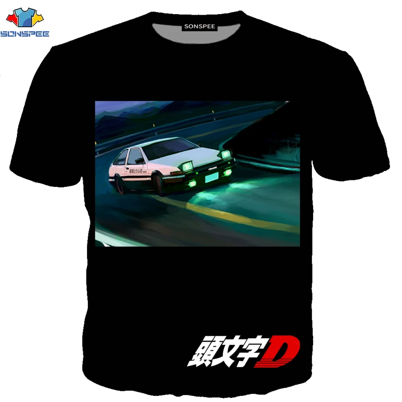 SONSPEE футболка с аниме AE86 Initial D JDM футболка GTR японский автомобиль тип двигателя Мужская футболка Обычная Толстовка Начальная D рубашка