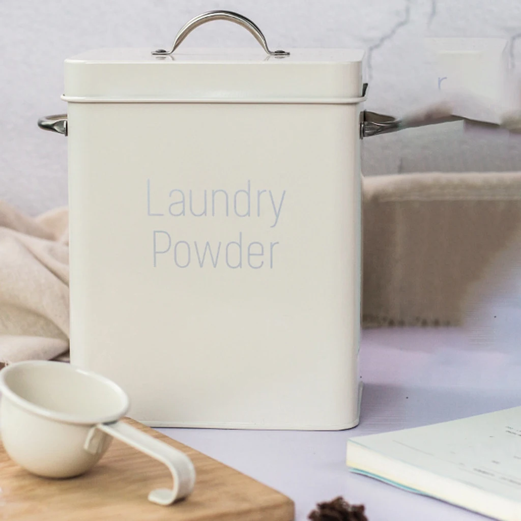Laundry Washing Powder Storage Tin Box Light Large Grain Rice Organizer Container Sealed Box with Spoon Airtight Lid storage box storage jar