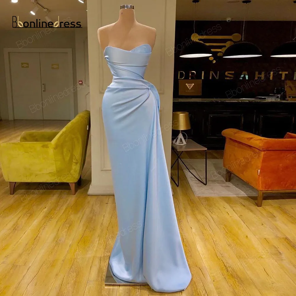 

Bbonlinedress Mermaid Evening Dresses 2023 Long Prom Dress Sweetheart Pleat Charming Formal Gowns Plus Size Robe-De-Soiree
