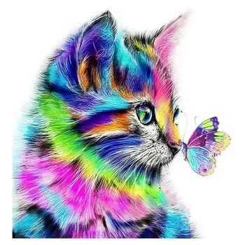 

Paint By Numbers DIY Acrylic Painting Kit for Kids & Adults 40X45cm Kitten and Butterfly with 3 Brushes