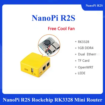 

NanoPi R2S OpenWrt system RK3328 mini router dual gigabit port 1GB of large memory