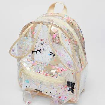 Summer new sequins glittering bunny shape transparent backpack shopping glitter cute  ladies shoulder bag 1