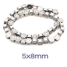 

Natural Stone Hematite Beaded 5*8mm Plating Hexagon Carved Beads Jewelry Making DIY Necklace Bracelet Earrings Accessories 16''