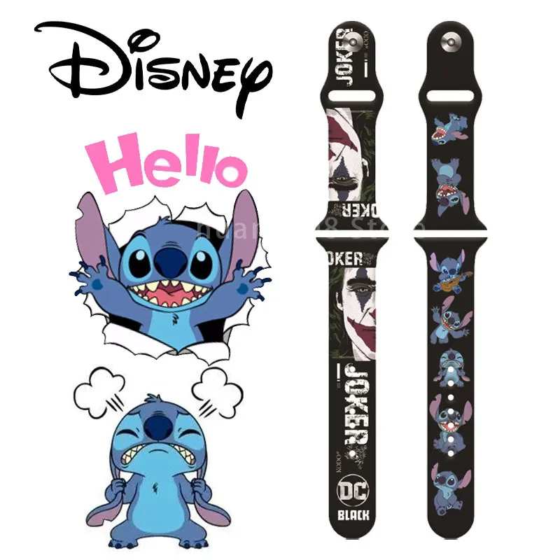Ремешок для наручных часов Disney Stitch классный мультяшный браслет Apple Watch Band 44 40 45 41 38