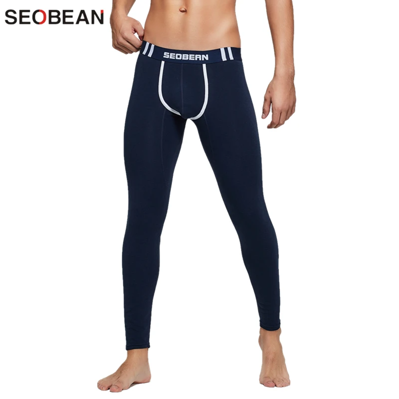 SEOBEAN Mens Thermal Underwear For Men Winter Long Johns Plus Velvet Warm Pants Slim Fit Long Johns Male Leggings