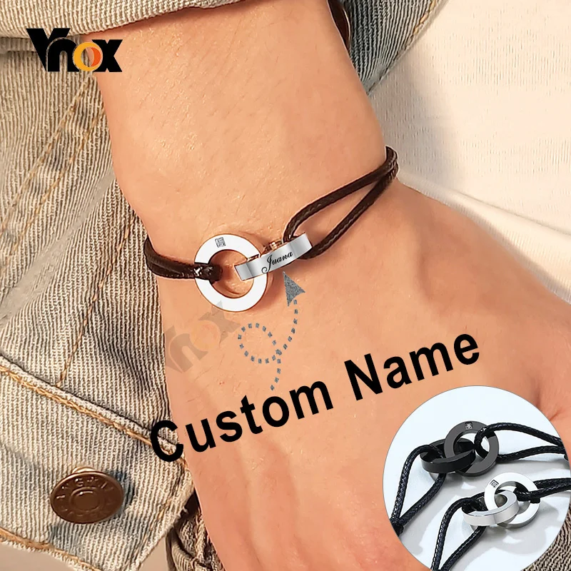 VNOX Personalized Inspirational Bracelet For Men - Engraved Rope Adjustable Bracelet With Lava Stone, Stainless Steel, Motivational Gift - View #12