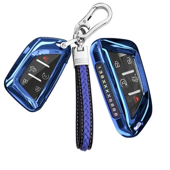 

New Soft TPU Car Smart Key Case Cover For Cadillac CT5 2019 2020 5Button Smart Remote Car Key With Anti-Lost Mobile Number Plate
