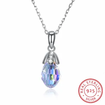 

Lekani Fashion Tiny Water Drop Pendant Necklaces Colorful Crystals From Swarovski For Women Wedding 925 Silver Fine Jewelry