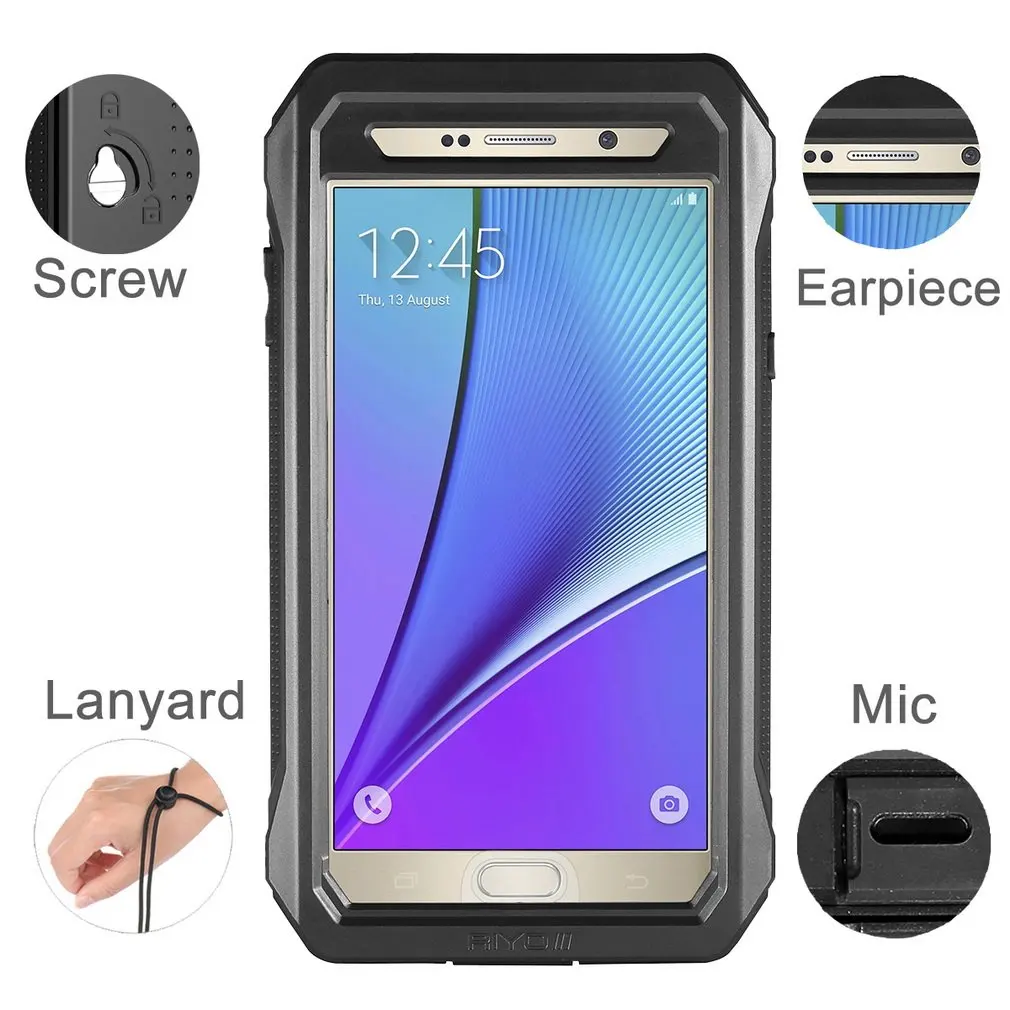 Waterproof Shockproof Dirt Snow Proof Case Cover W/Stand for Samsung Note5