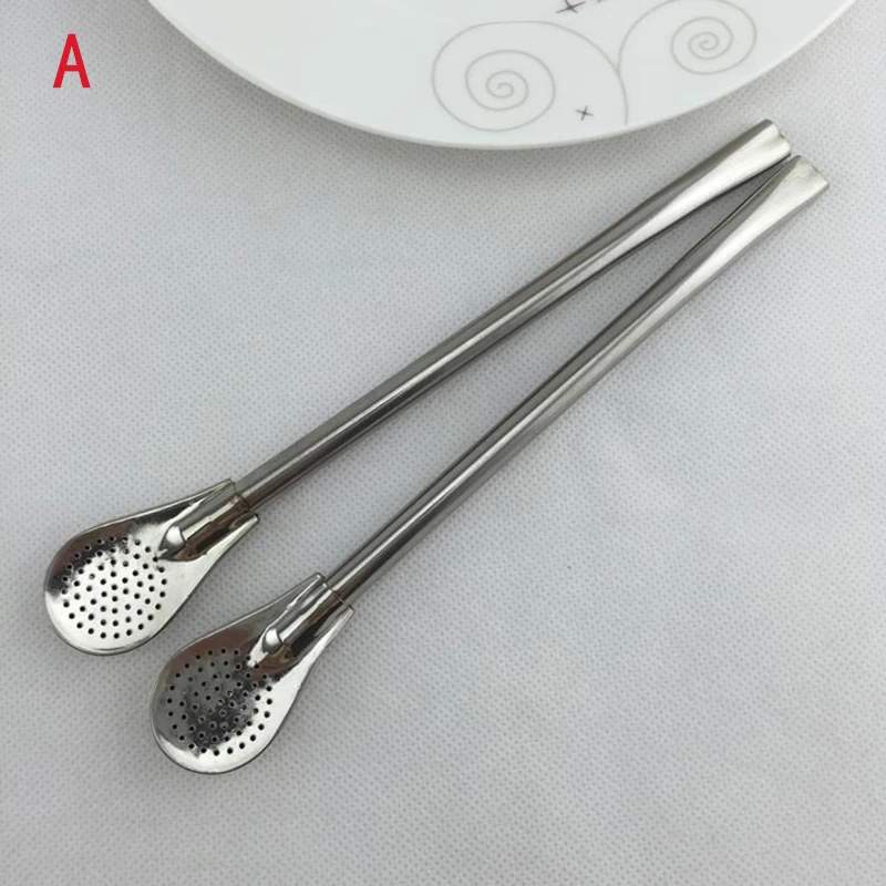 Drinking Straw Spoon Stainless Steel Tea Yerba Mate Straw Gourd Bombilla Filter Spoons Reusable Metal Tea Tools Horse Tea Spoon2