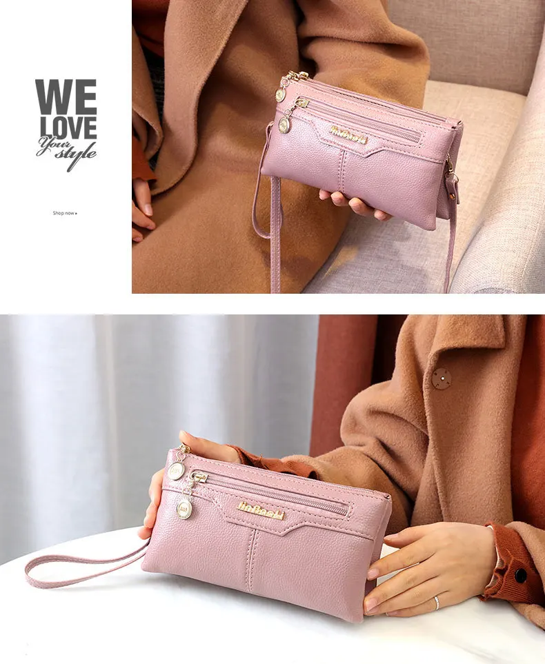 LEI LIN PU new style small bag Ladies Wallet Women PU Leather Clutch Bag Girls Zipper Clutch Coin Purse Female Bag Handbag fo