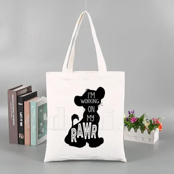 

The Lion King Ladies Handbags Cloth Canvas Tote Bag Shopping Travel Women Eco Reusable Shoulder Bags Bolsas De Tela