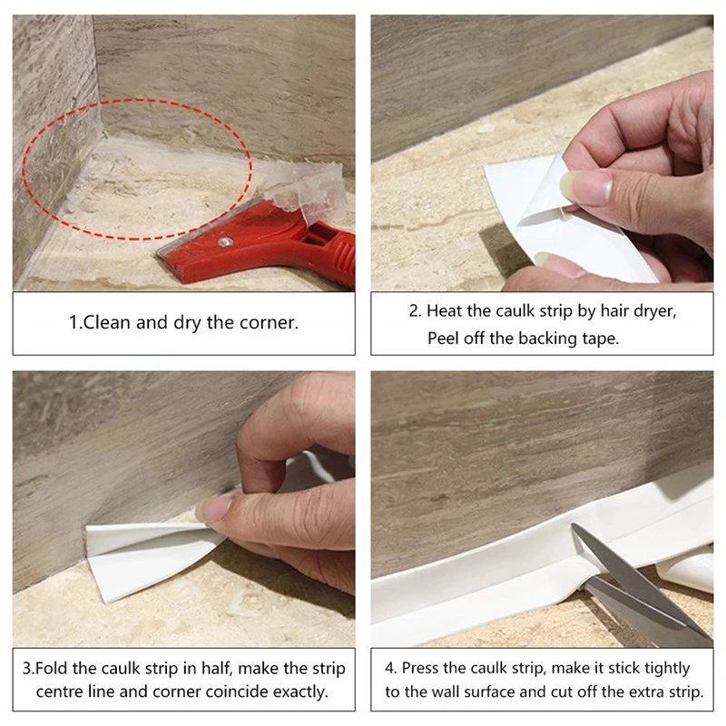 Shower Bath Sealing Tape Strips PVC Self Adhesive Waterproof Wall Sticker for Bathroom Kitchen Seal Caulk Strip Sink Mold Proof wall stickers self adhesive stickers waterproof tape waterproof wall tape
