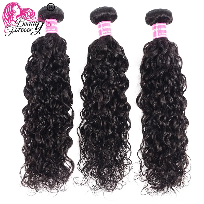 Beauty Forever Brazilian Loose Water Wave 3 Bundles Remy Human Hair Weaving Natural Color 8-26inch Free Shipping | Шиньоны и парики