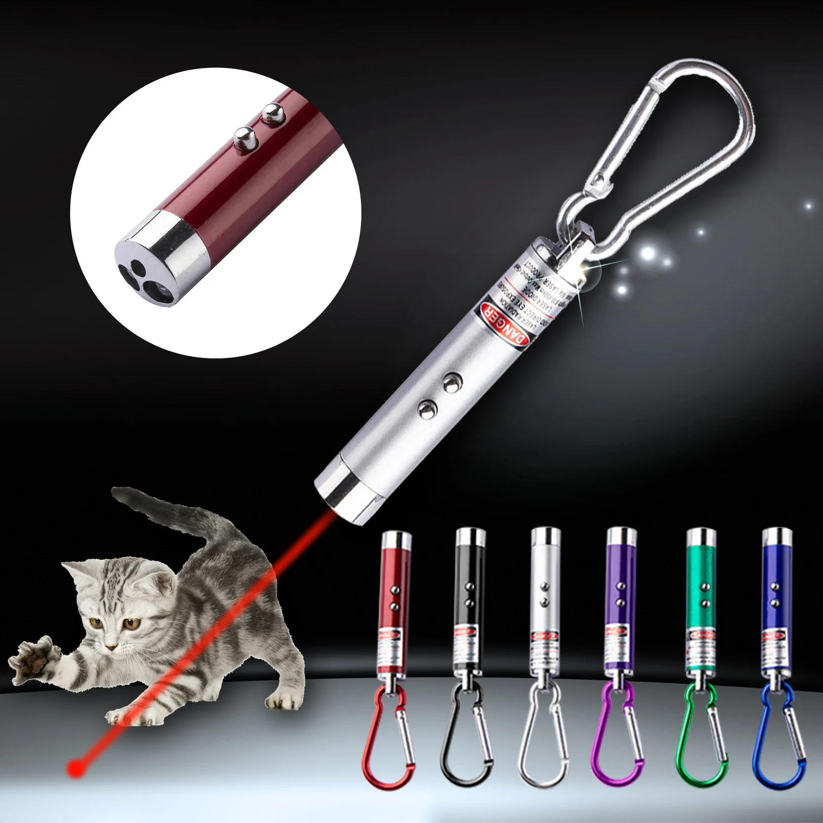 Laser Sight Tactical Pen 3 In 1 Red Laser Pointer LED Children Game Cat Toy Flash Light Mini Flashlights Teaching Training Tool