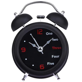 

Non-Ticking 4 Inch Twin Bell Alarm Clock-Metal Frame 3D Dial with Backlight Function - Desk Table Clock for Home and Office-Blac