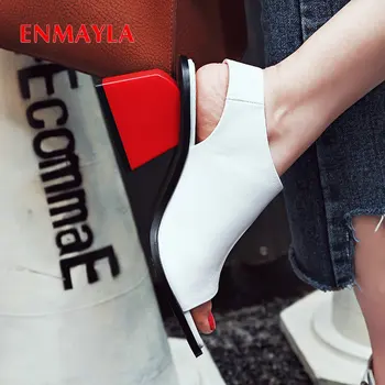 

ENMAYLA 2019 Casual Genuine Leather Buckle Strap Women Shoes Synthetic Mixed Colors Back Strap Gladiator Sandals Women 34-39