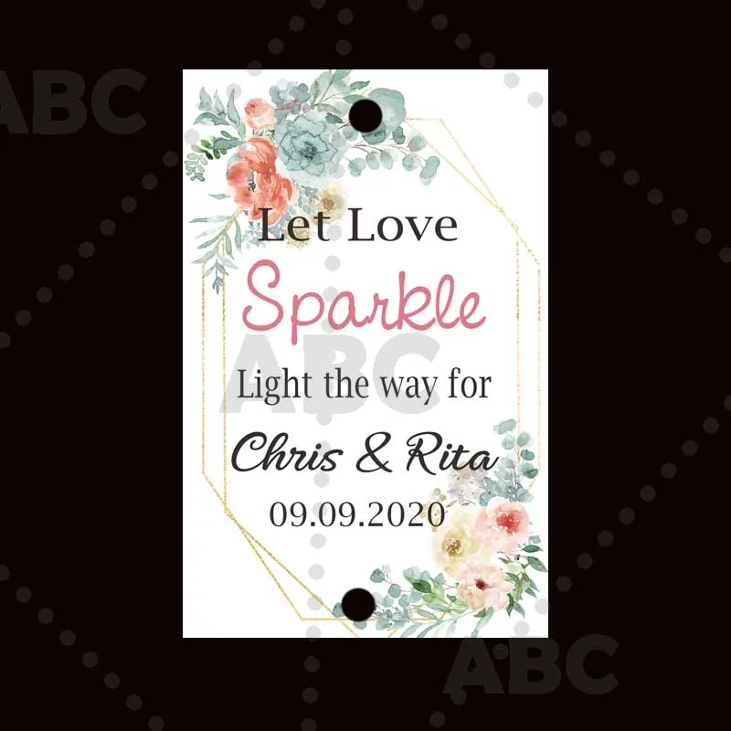 ABC-100 шт Персонализированные Свадебные фейерверки метки, Sparkler/светящиеся палочки метки-пусть любовь блеск
