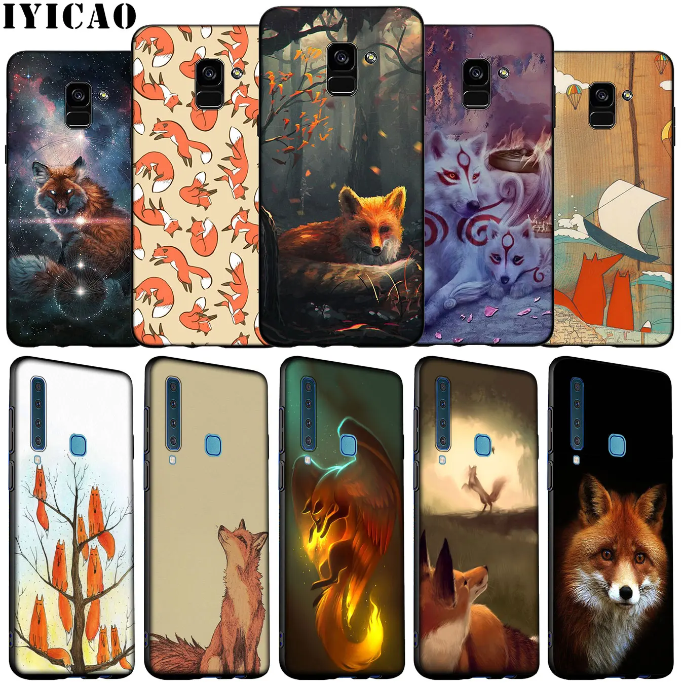 

IYICAO ute Fox In Autumn forest Soft Silicone Phone Case for Samsung Galaxy A6 A9 A8 A7 2018 A3 A5 2016 2017 Note 9 8 10 Plus