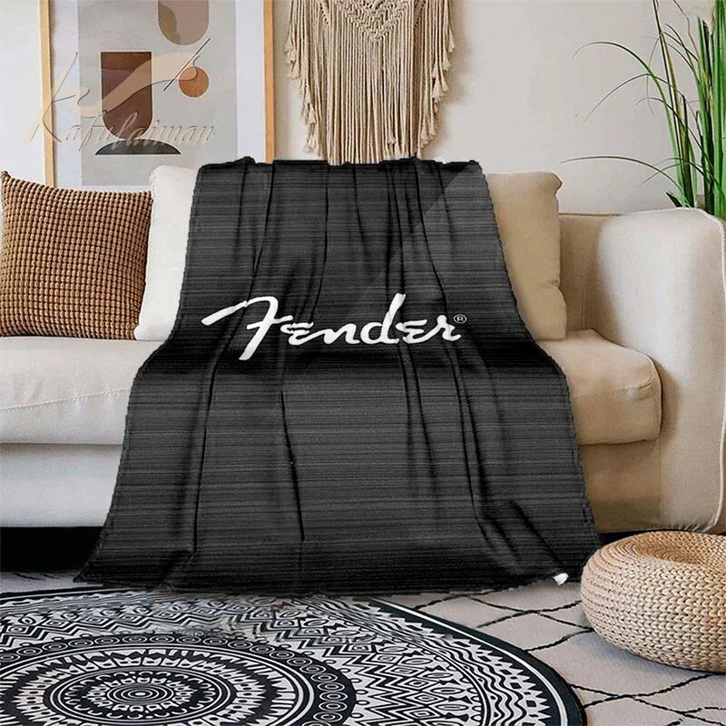 Fender Blanket Fleece Guitar Throw Blanket Music Retro Black Blanket