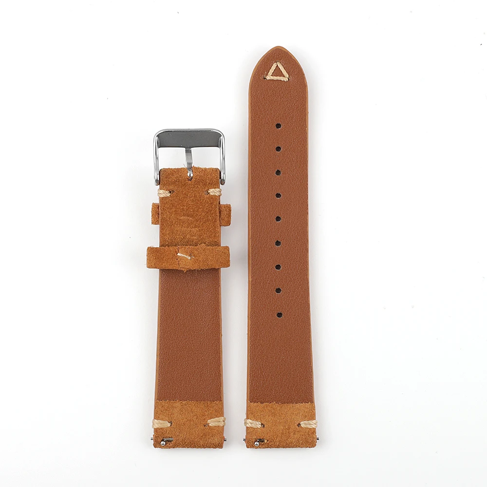 Handcrafted Suede Leather Watch Strap with Quick Release – Retro Style, Various Widths