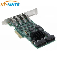 XT-XINTE pci express PCI-E na USB 3.0 karta rozszerzeń Raiser 8 portów USB 3.0 kontroler niezależny 4 kanał dla serwera kamery