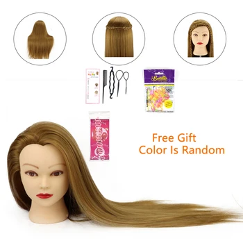 

Mannequin Head With Training Wig Head With Stand Cosmetology Doll Head 100% High Temperature Fiber Hair 70cm Bride Hairdressing